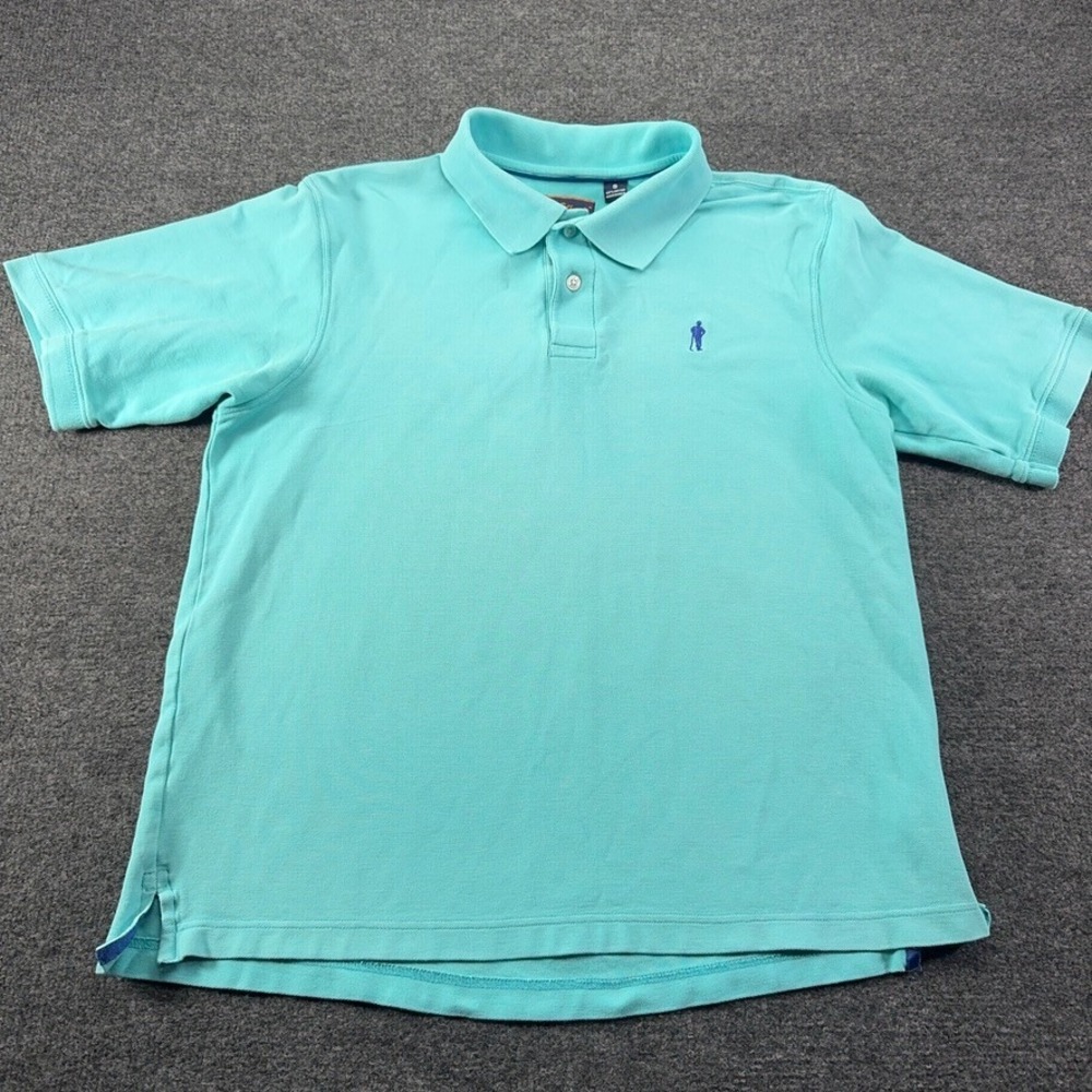 Payne Stewart Mens Polo Shirt Small Turquoise Blue Cotton Golf Short Sleeve Logo